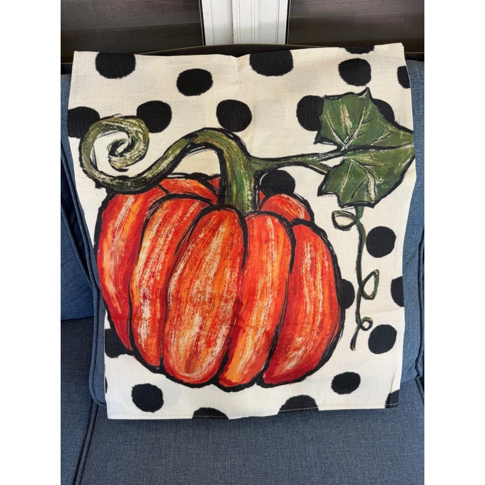 Set of 2 Rectangular Fall Pillow Covers Orange Pumpkin & Fall Leaf 19.5"x23.5"